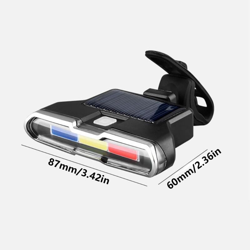 Rechargeable Solar Bike Tail Light Cycling Safety Warning Lamp Tail Light Bicycles Taillight Mountain Bike Accessories