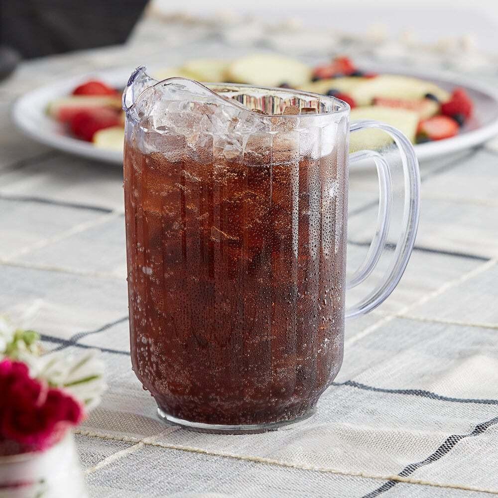 Transparent Striped Drink Pitcher Heat Resistant Cold Water Kettle Juice Jug  Dinning Table