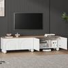 Meuble TV 180 X 40 X 45 Cm - 4 Portes - 6 Pieds Métal - MDF - Blanc + Naturel
