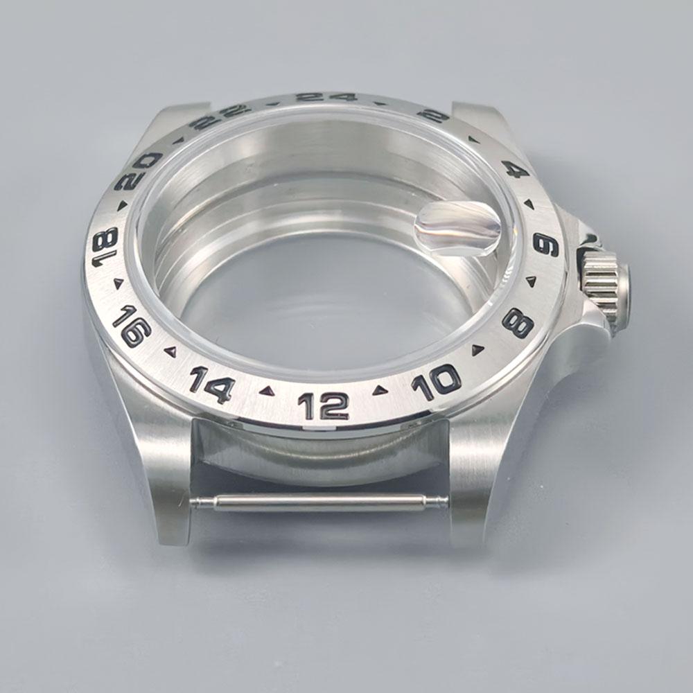 39MM Old EXP 24 Hour GMT Steel Bezel Watch Case for NH34 NH35 NH36 Movement Sapphire Glass Explorer Watches Case Accessories