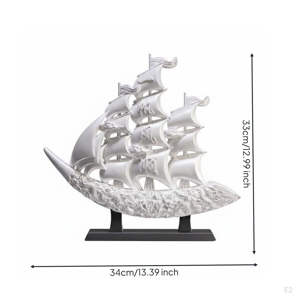 Smooth Sailing Boat Statue Housewarming Gift Feng Shui Wealth Ship Light Elegant Design Sailboat
