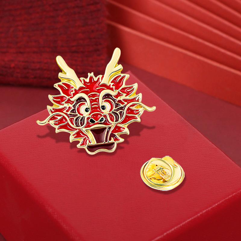 Retro Zodiac Products, Guochao Cartoon Faucet Brooch, Piercing Horse Needle, Oriental Dragon Men'S Suit Accessories Badge