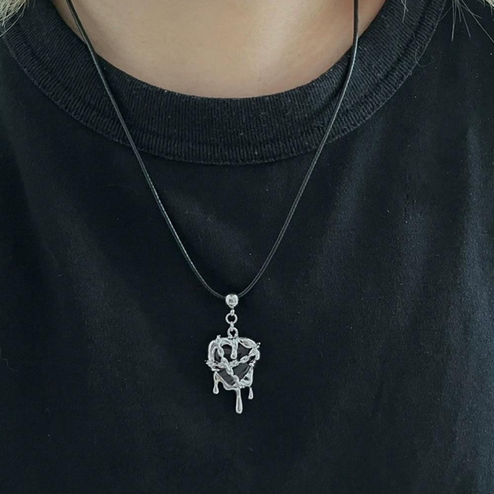 Geometric Karst Imprisonment Heart Pendant Earrings Necklace Female Punk Style Trendy Dark Jewelry Gift Wholesale