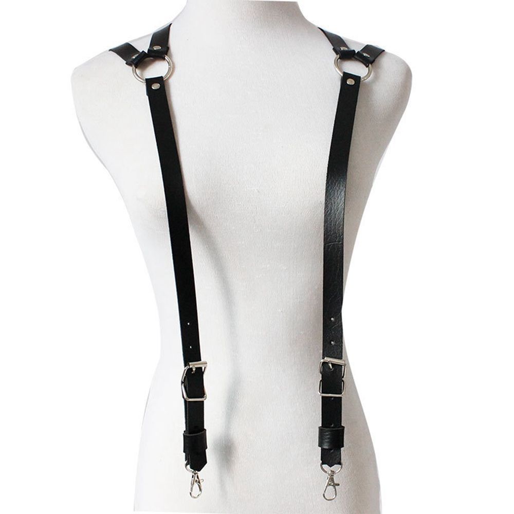 Clip Gentlemen Adjustable Braces Leather Belt Leather Harness Men's Suspenders Body Chest Harness