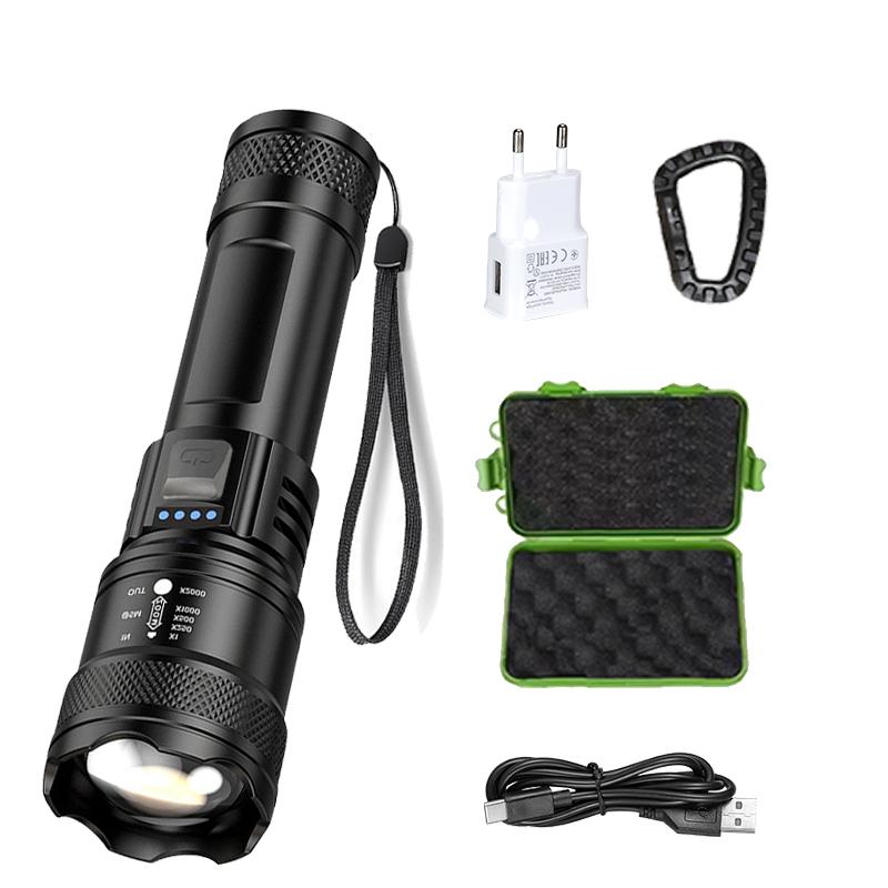 Super Bright P50 Flashlight USB Rechargeable LED Long Range Tactical Torch Outdoor Waterproof Emergency Camping Fishing Lantern