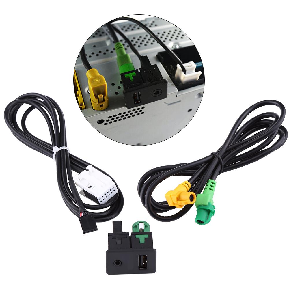 Car USB AUX Switch Socket Wire Harness Cable Adapter For BMW 3 5 Series E87 E90 E91 E92 X5 X6