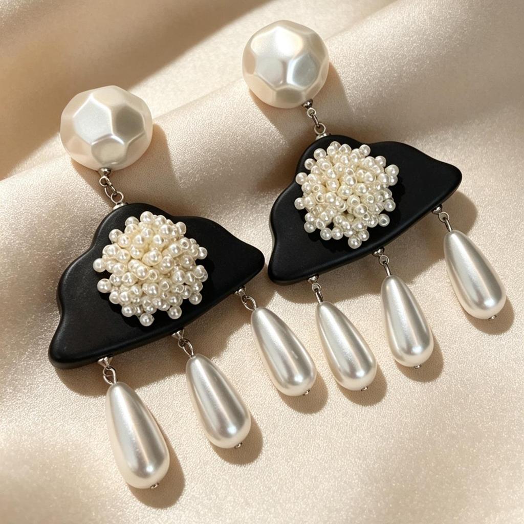 Vintage Black Series Stud Earrings 925 Silver Needle Minimalist High-End Personality Accessories for Women