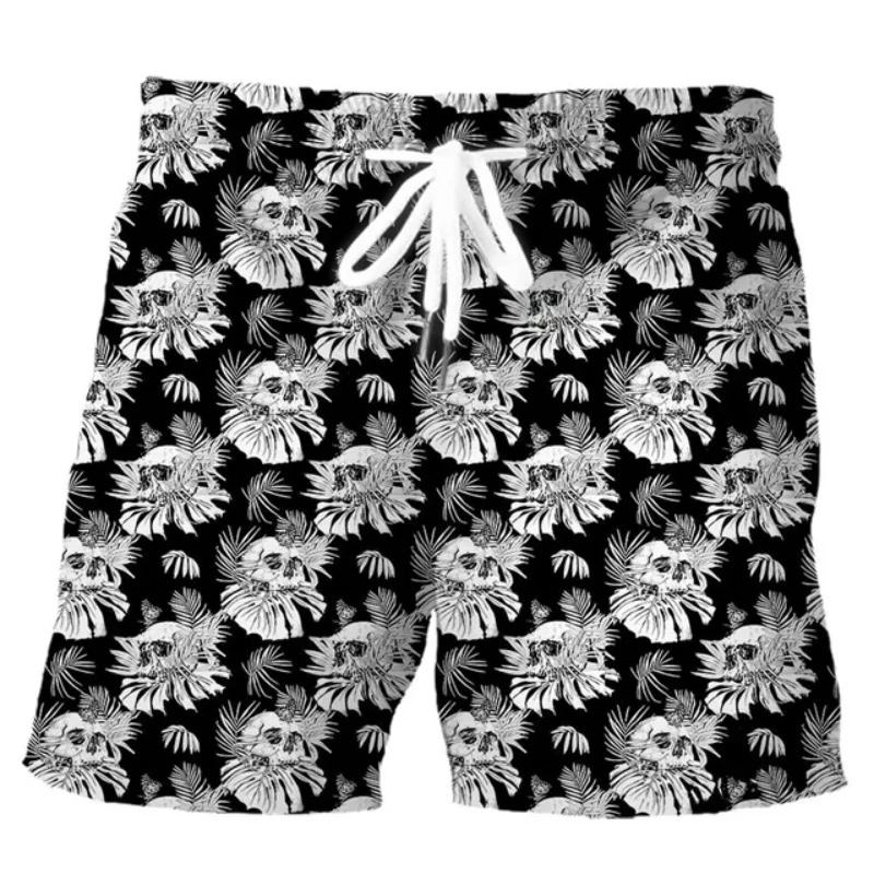 New Men's Skull 3D Print Beach Shorts Graphic Men's Casual Sports Shorts Summer Surfing Shorts Breathable Shorts Hip Hop Pants