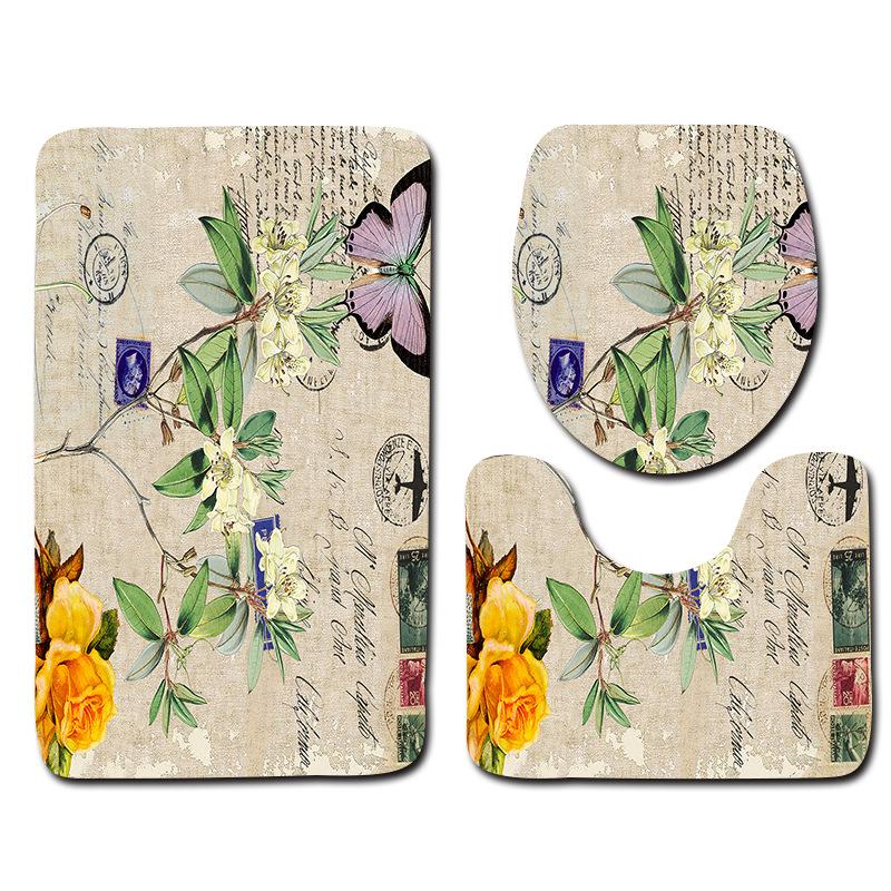 World Scenery Toilet Three-Piece Floor Mat Bathroom 3-Piece Mat Carpet Door Mat Is Now