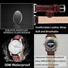 Men's Classic Brown Leather Strap Watch Waterproof Quartz Analog Casual Simple Date Day Lightweight Silver