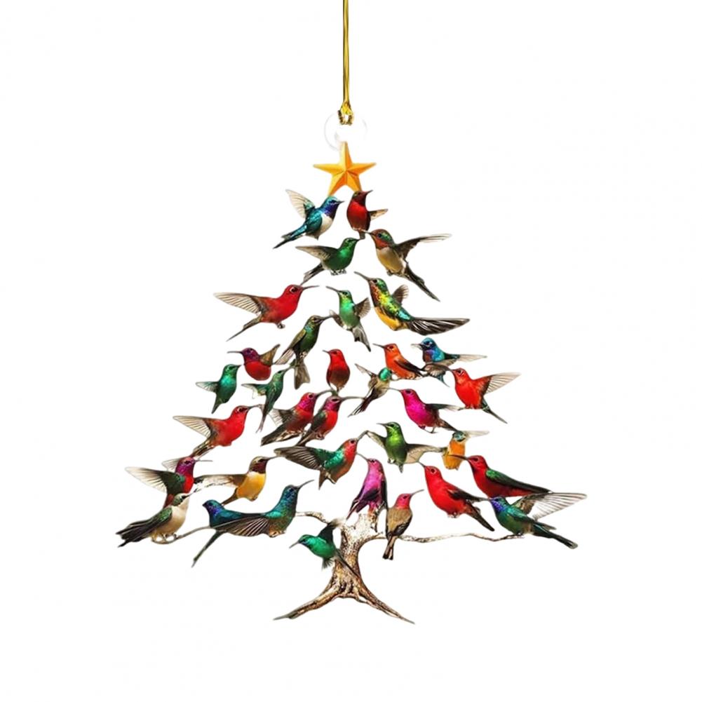 

Sparkling Hummingbird Christmas Ornament Double-Sided Colorful Design Stack Hummingbird Ornament Winter Bird Xmas Decor