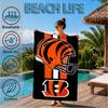 Cincinnati Bengals Helm Strandtuch, Mikrofaser-Strandtuch, Perfekt für Pool, Strand, Reisen, Heimdekoration Strandparty Fan-Geschenke