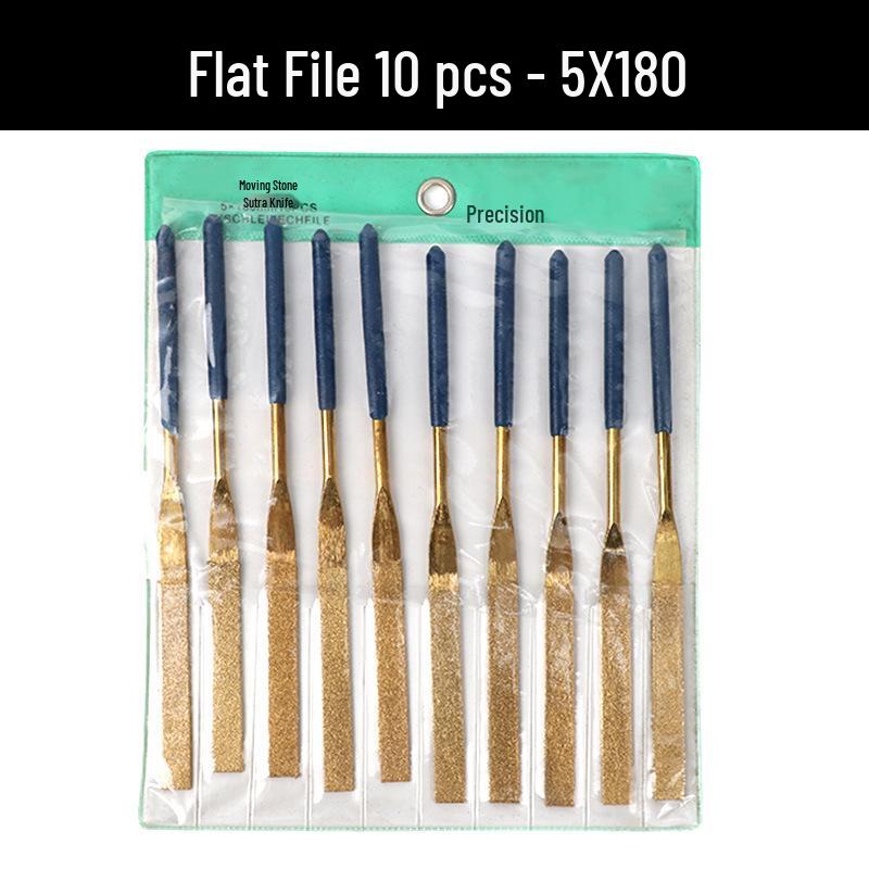 Titanium-Plated Diamond File Set: Flat/Incline with Extra Grade Carborundum for Precision Shaping, Free Shipping