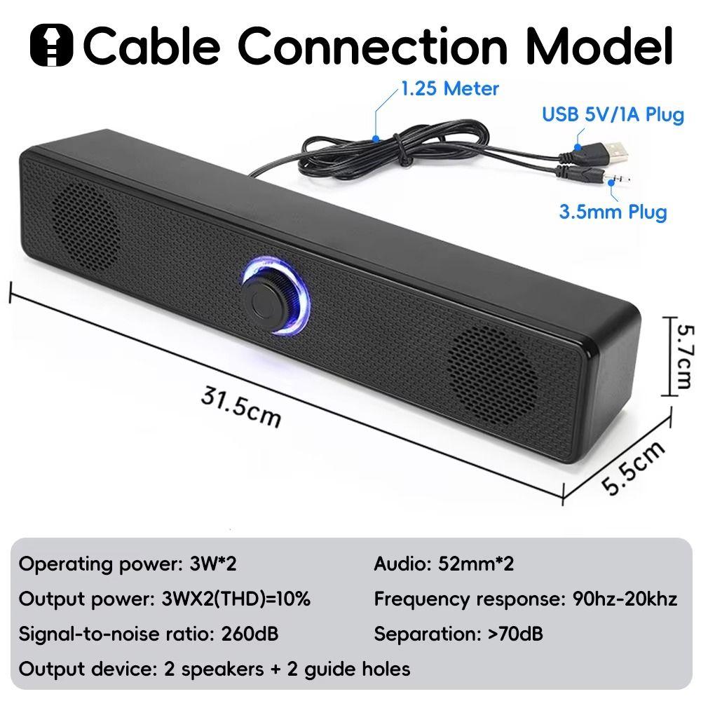 Home Theater Soundbar Speaker USB Powered Wired Soundbar Surround Sound PC Soundbar Gaming