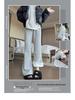 Women's Fleece-Lined Micro-Flared Grey Tall Sports Yoga Pants - 2024 Autumn/Winter Collection