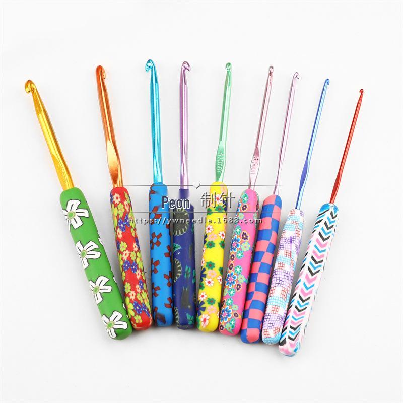 Buntes Polymer Clay Häkelnadel-Set - 9 Stück (CH118-9PCS)