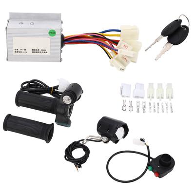 24V 250W Brushed Motor Speed Controller Headlight Throttle Grip with Lock and Keys for Electric Bike Scooter