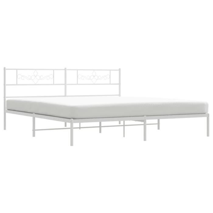 VidaXL Cadre de lit métal avec tête de lit blanc 193x203 cm 355322