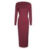 Women's Extended Black Dress, Sexy Round Neck Long-sleeved Comfortable Dress