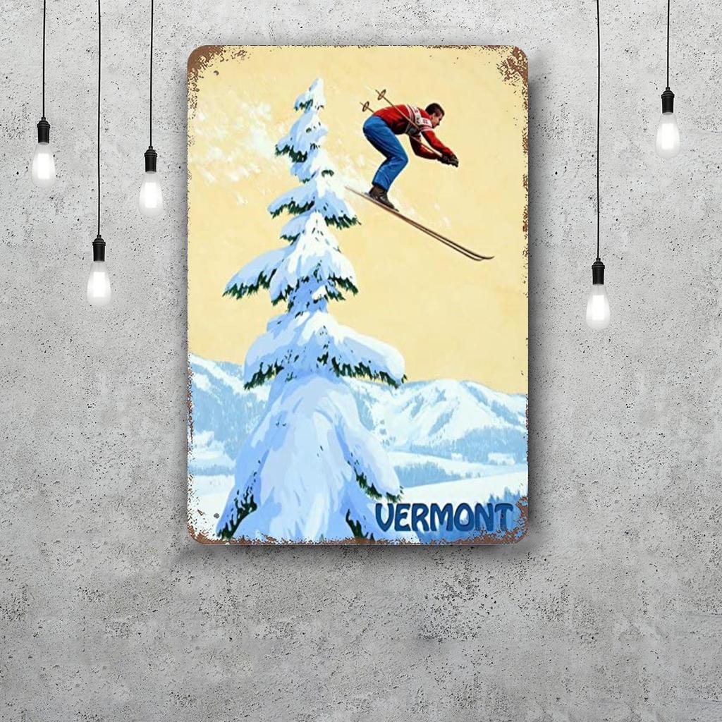 ski Classic Poster Rusty Metal Plaque Retro Decorative Plate Bar Man Cave Garage Club Metal Sign Wall Decoration