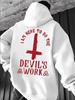 Comfort Street Hoodie For Men, Gothic Inverted Cross Combined With Slogan Back Print, Hip Hop Sports Loose Sweatshirt