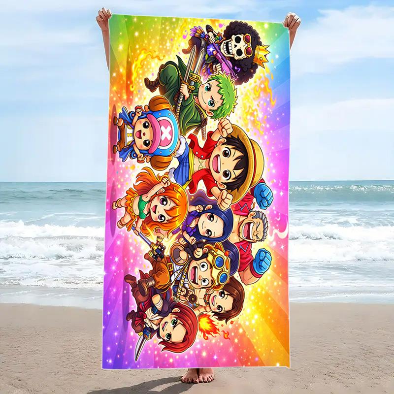 Pirate Anime Print Beach Towel, Large Soft Quick Dry Towel for Beach Camping Swimming