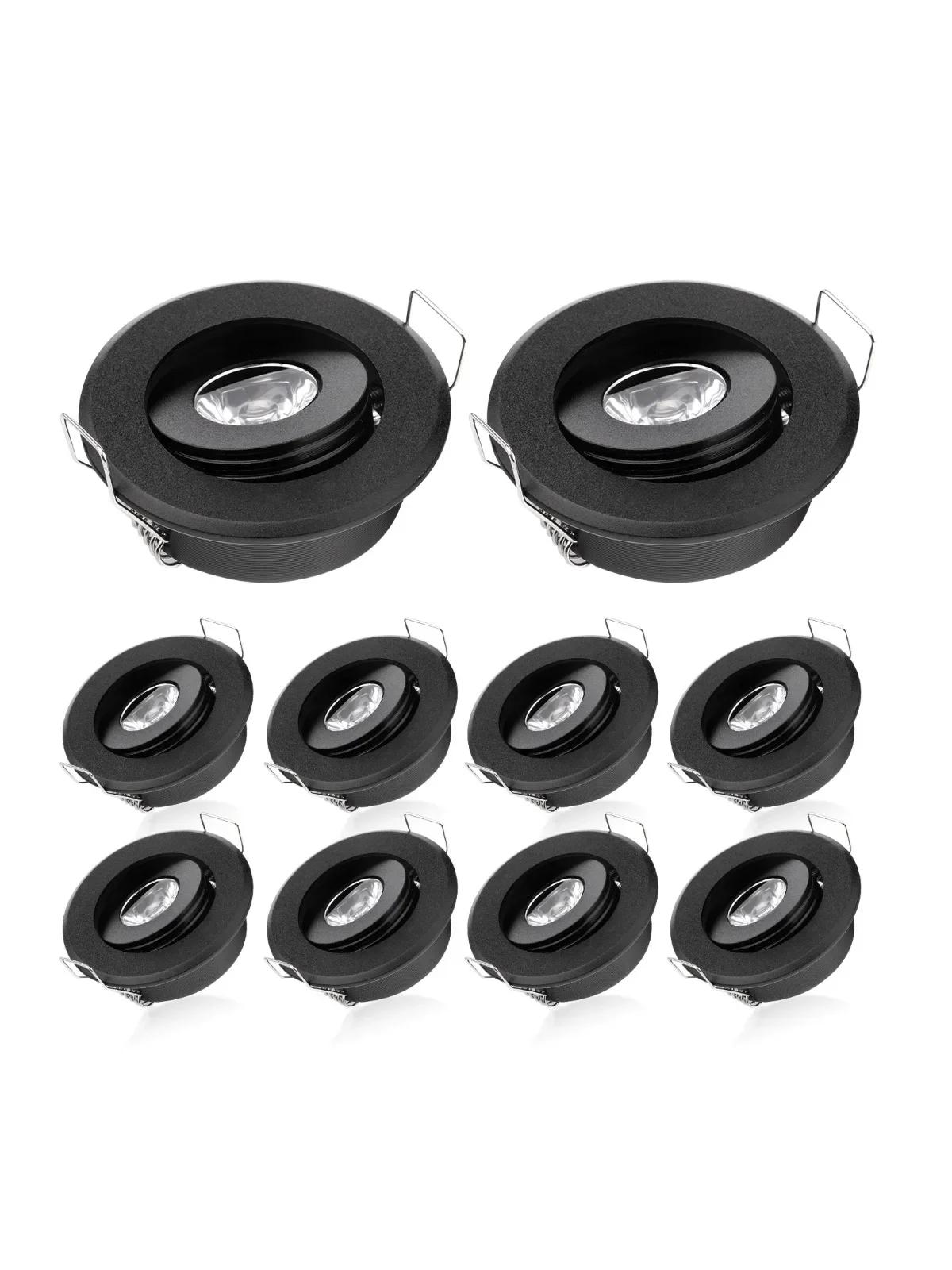 

10 шт. 3 Вт светодиодных точечных светильников для гостиной, шкафа, спальни, МИНИ точечный светильник, диммируемый, светодиодный, высокой мощности, встраиваемые потолочные светильники 3W AC80-260V&6000K чёрный