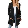 Autumn and Winter New Pit Stripes Long-sleeved Pockets Casual Solid Color Cardigan Jacket Long Cardigan Women Tops Kawaii Sweater