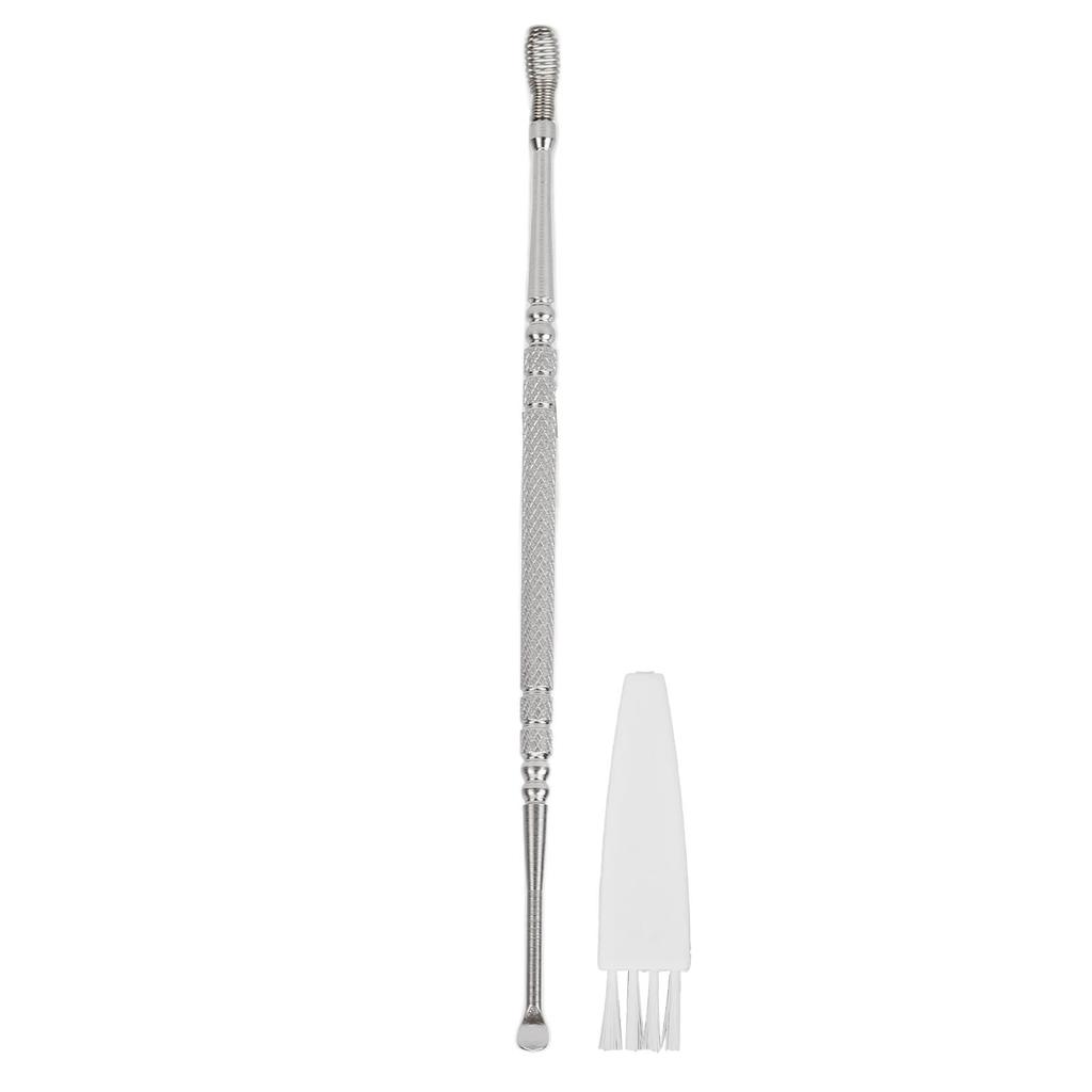 Ear Spoon Double Head Stainless Steel Ergonomic Design Relieve Itching Glossy Rounded Spiral Spring Ear Pick