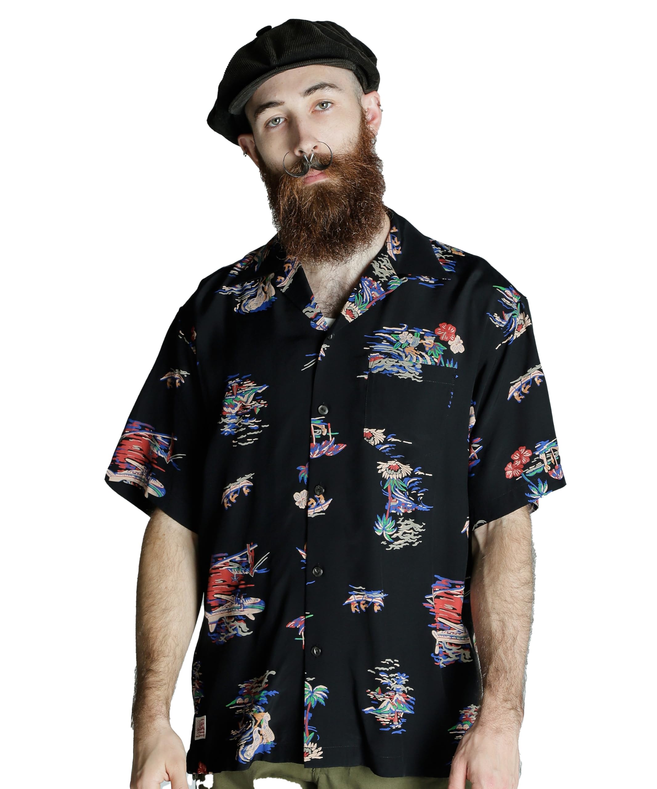 

Schott x PJ x Pineapple Juice РАЙОНОВАЯ РУБАШКА ALOHALAND Мужская XL 010 Черный 782-5123016