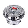 For Harley Sportster XL 1200 883 X48 Dyna Aluminum Fuel Gas Tank Cover Cap 3D Chrome Skull Red Eyes Style