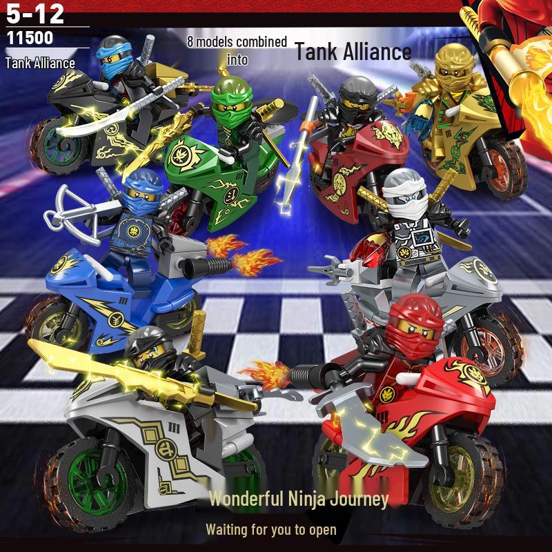 Phantom Series Ninja Racing Motorcycle Building Blocks Set – 8 Models, 11500-Piece Minifigure Collection for Kids