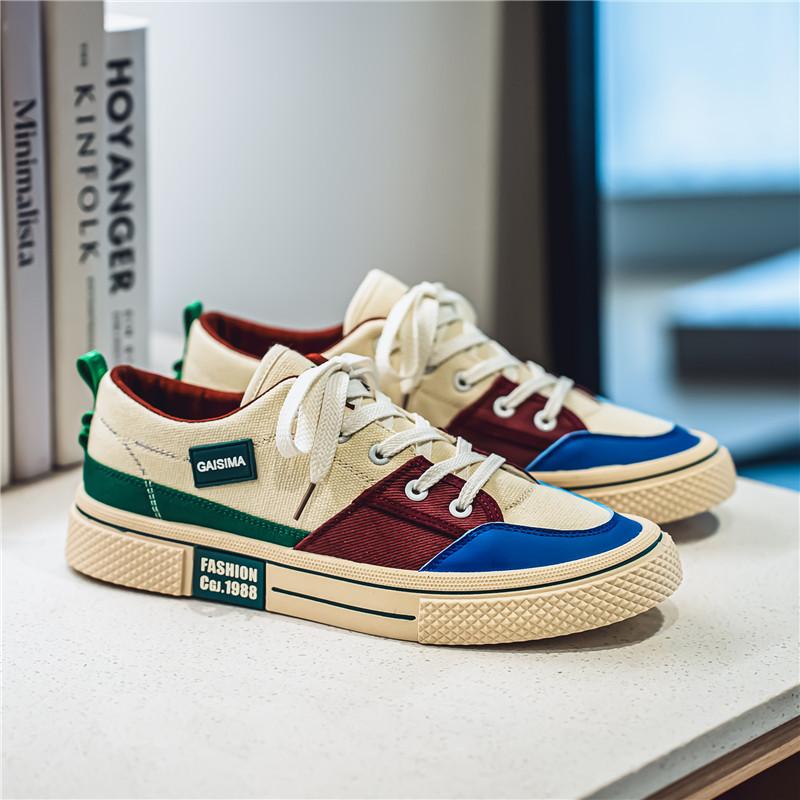 

Color matching canvas shoes men s shoes summer 2025 new niche breathable trend versatile sports and leisure shoes 44 бежевий