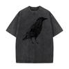 Sketch Bird Graphic Crew Neck Washed Tshirts Mother Day Tees Short Sleeve Classic Cotton Funny Washed Tees