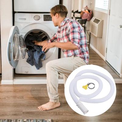 Plastic Washing Machine Inlet Pipe Flexible White Faucet Extension Connector Hose Portable with Pipe Clamp