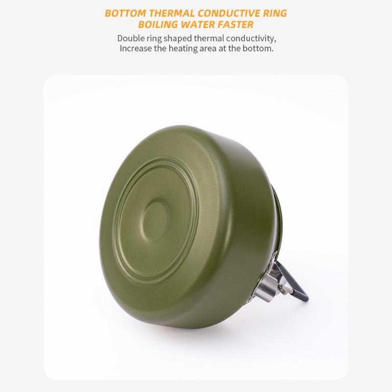 Portable 1 Litre Lightweight Stainless Steel Camping Kettle Durable and Camping Tea Pot for Indoor Outdoor Campfire Use