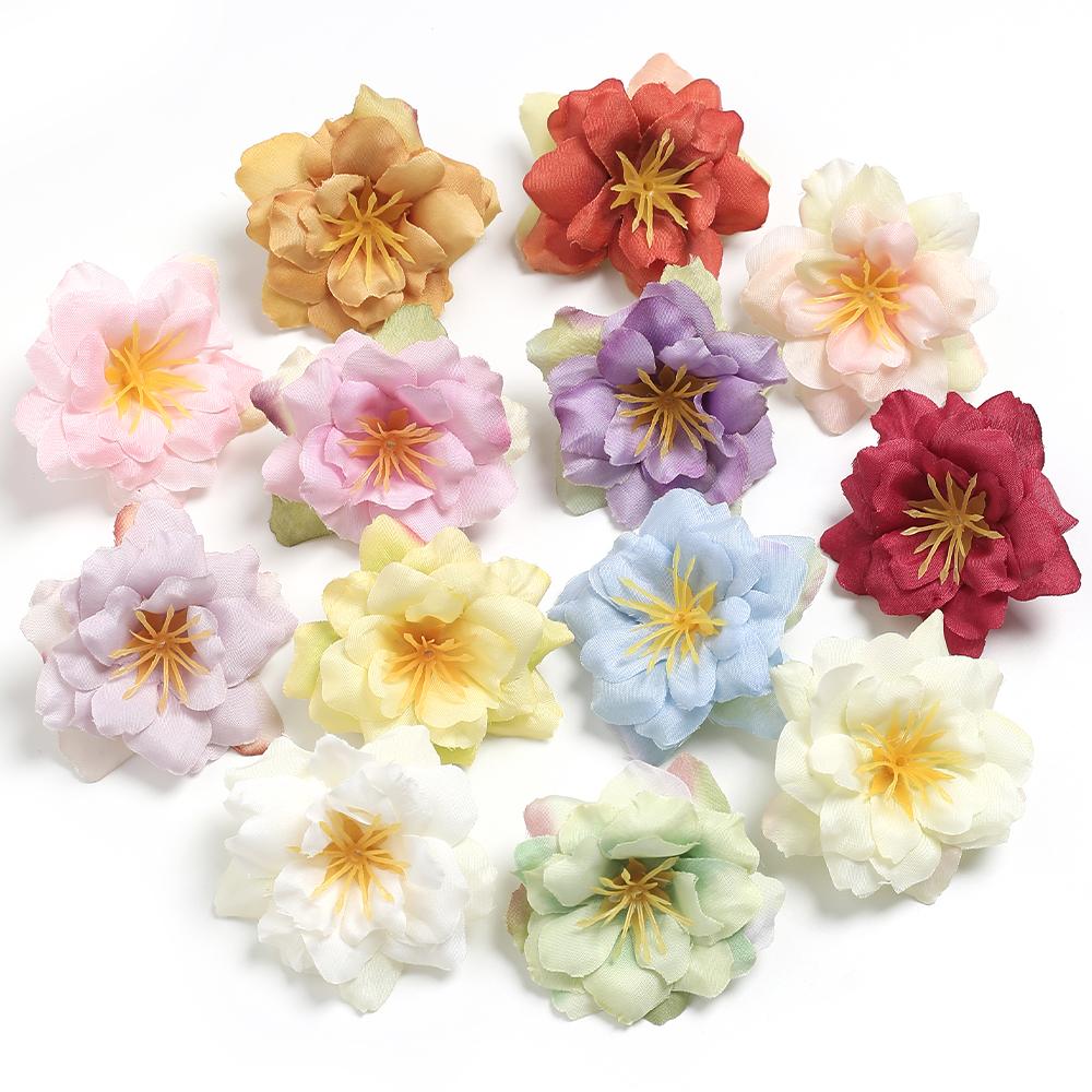 5/10Pcs Artificial Flowers Heads 5.5cm Fake Flowers for Home Decor Garden Wedding Decoration DIY Craft Wreath Gift Accessories