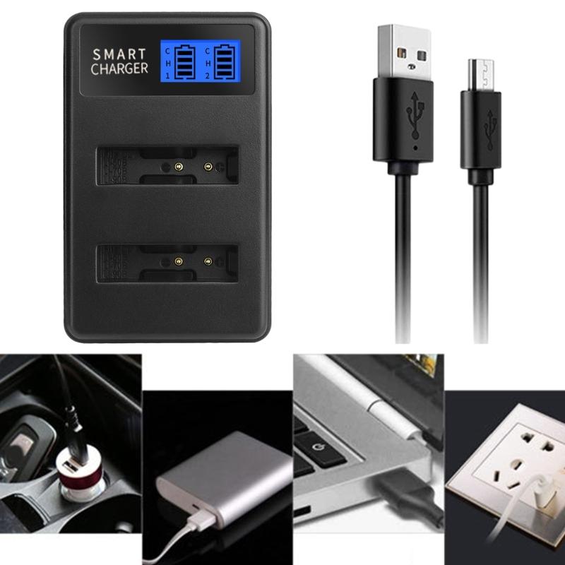 Portable LCD Micro USB Chargers for Olympus D750, SH21, SP800UZ, Battery Convenient Double Slot Charger Repalcement