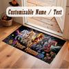 Horse Theme Soft Crystal Velvet Rug Custom Name & Text Print Non Slip Floor Rug for Bedroom Living Room