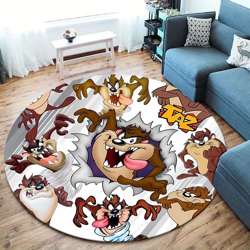 Tazmanian Devil Round Area Rug,Carpet Rug for Living Room Bedroom Sofa Playroom Decor,Non-slip Floor Mat