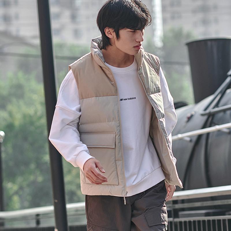 New Balance Down Vests Men's Khaki Stand Collar Thickened Other AMV34307-SEN