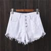 2020 Smoke Gray Ripped Button Denim Shorts for Women - Plus Size, Slimming Wide-Leg Raw Edge Hot Pants