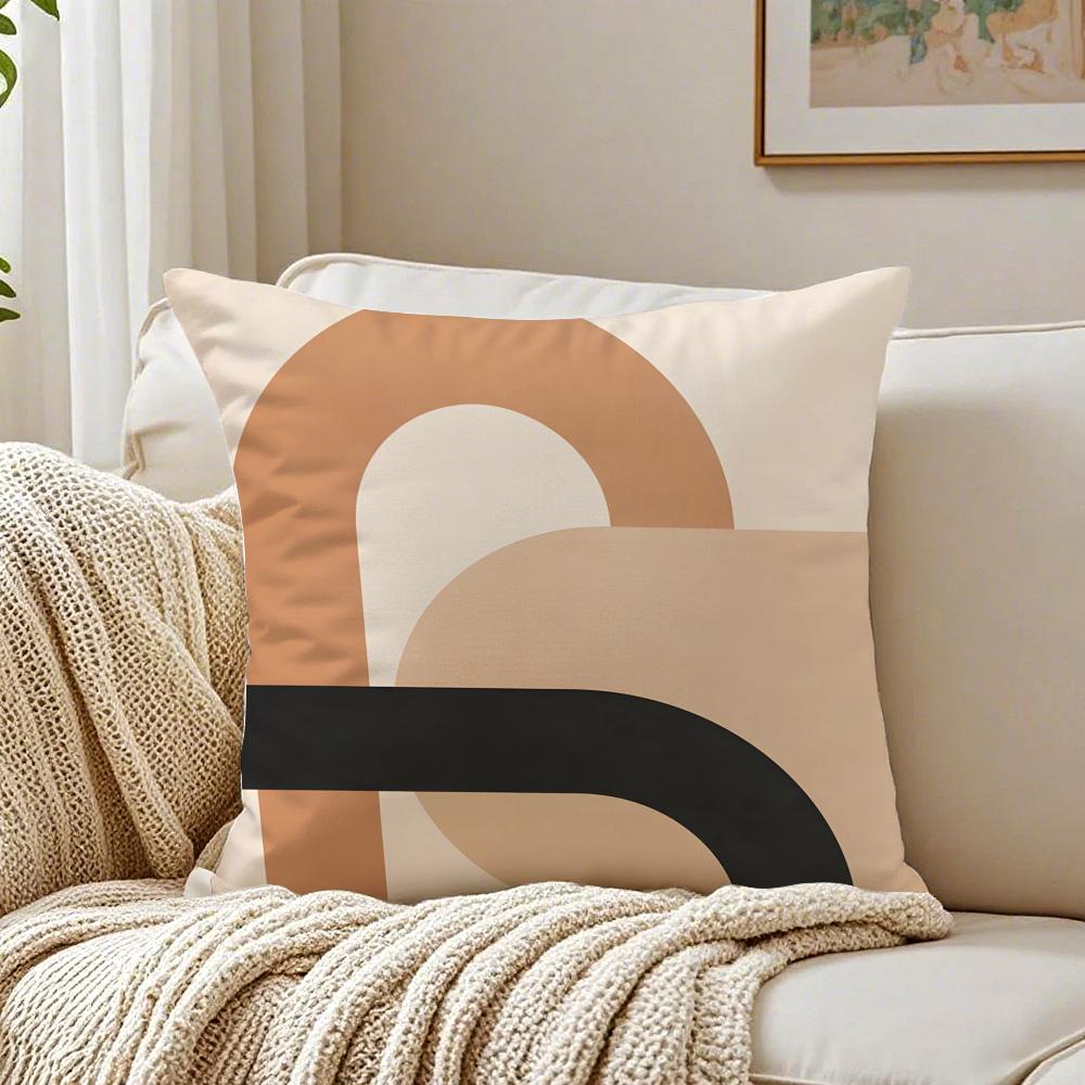 Geometric Square Warm Color Modern Simpe Art Cushion Cover Linen Pillowcase Soft For Sofa Bed Home Room Decor