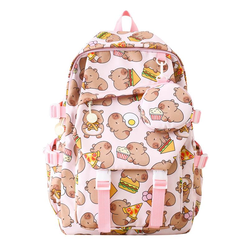 

Школьный рюкзак с мультяшным принтом для учеников начальной школы, детский рюкзак с граффити большой вместимости, легкий розовый
