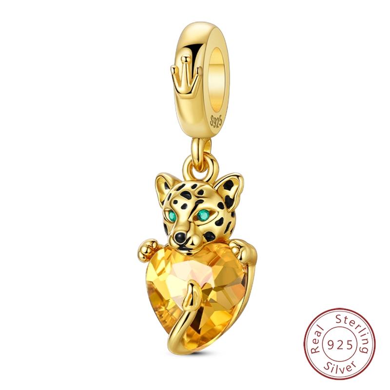 Gilded Elegant 925 Silver Leopard Butterfly Firefly Charms Beads Fit Bracelet DIY Wedding Party Fine Jewelry Gift