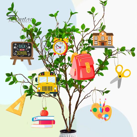 18ks Zpátky do školy Ozdoby Dřevěný závěsný prapor pravítko Kniha Autobus Batoh Tvar Závěsný Dekor Party Dekorace Potřeby