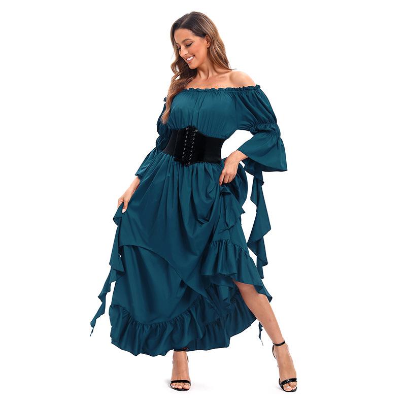 New Gorgeous Literary Retro Co Halloween Bundle Waist Dress Costume Stage Dress