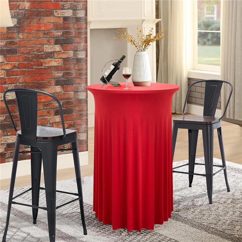 60/80X110Cm Round Spandex Cocktail Tablecloth Skirt Elastic Round Table Cover High Top Table Bar Outdoor Wedding Party Banquet