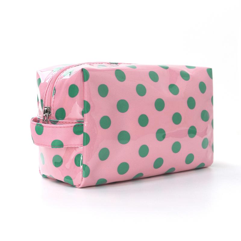 Trendy Pink Stripe Makeup Bag Large Capacity for Lipsticks in Travel Handbag Scenario