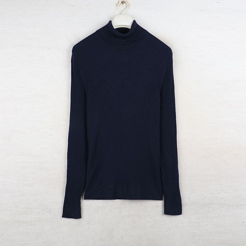 Sunshine House Autumn and Winter Export European and American Women's Clothing High Neck Ribbing Stretch Long Sleeve Sweater Knitwear Bottoming Shirt